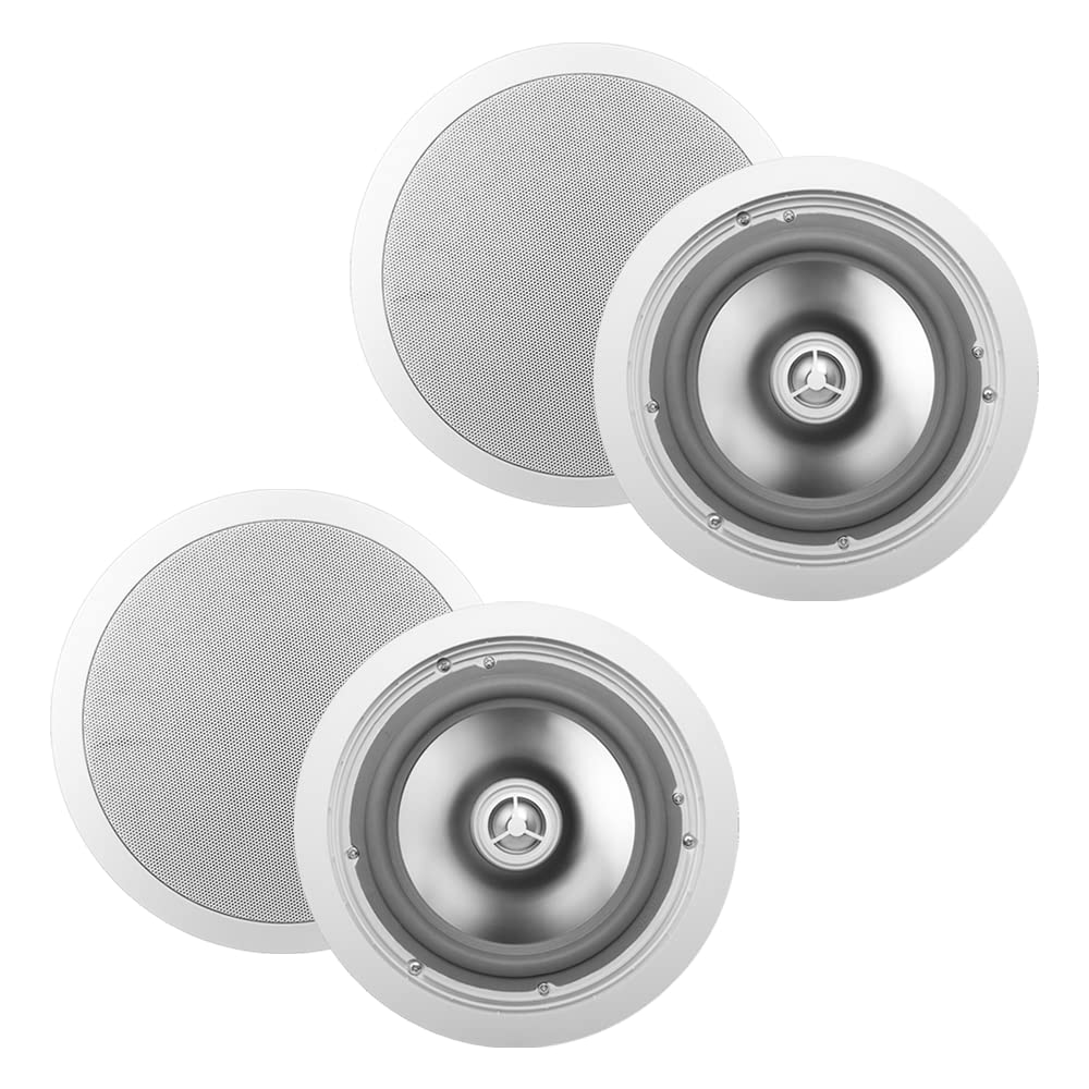 OSD Audio ICE840WRS 8 Inch Weatherproof Outdoor Ceiling Speakers with Aluminum Grill & Swivel Tweeter - 2 Pack for Patio, Pool Area, and Backyard Entertainment