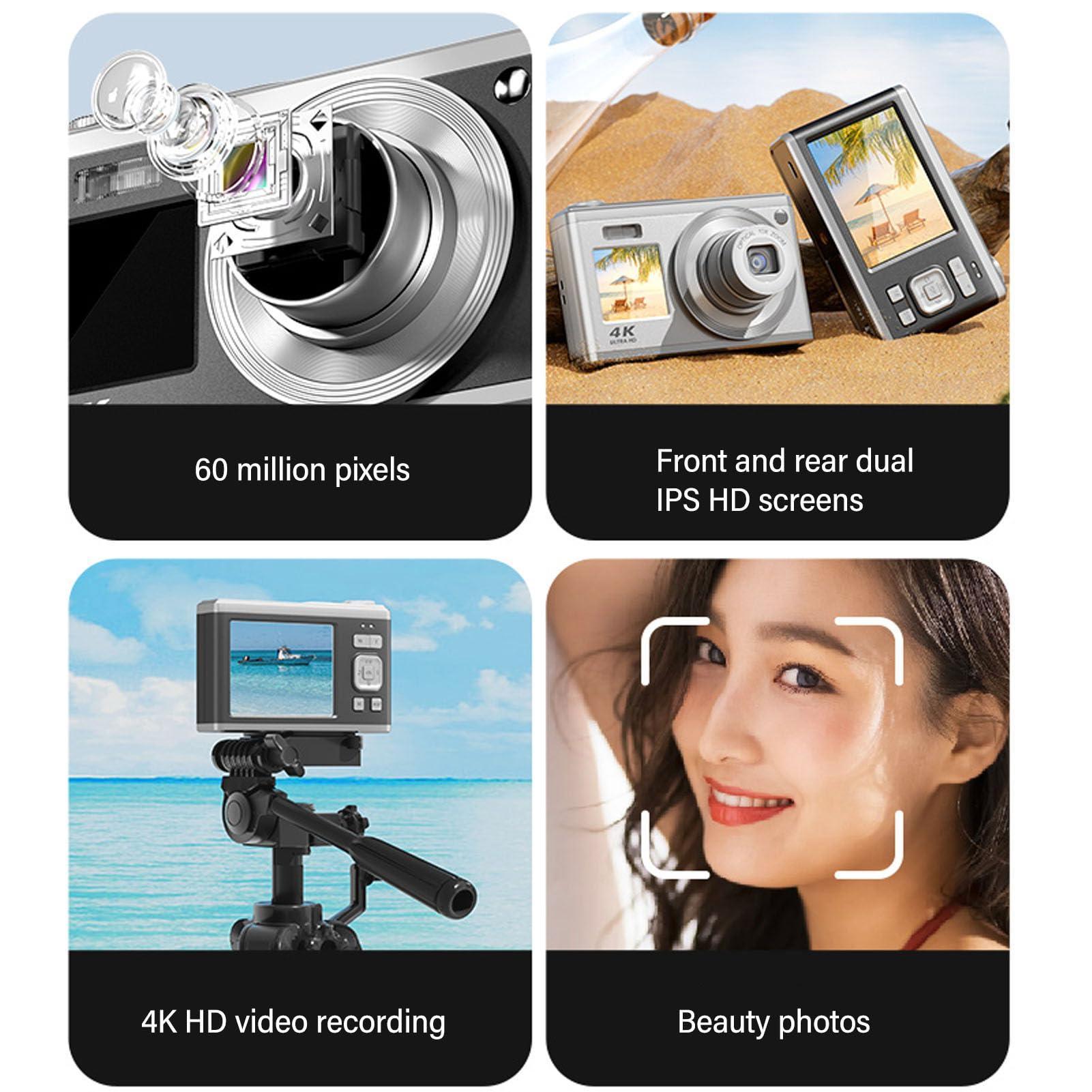 **HD Digital Camera with 2.88in IPS Screen | 10X Optical Zoom & Anti-Shake | Vlogging Camera for Kids & Beginners (Black) – Perfect for Travel, YouTube & Family Events**