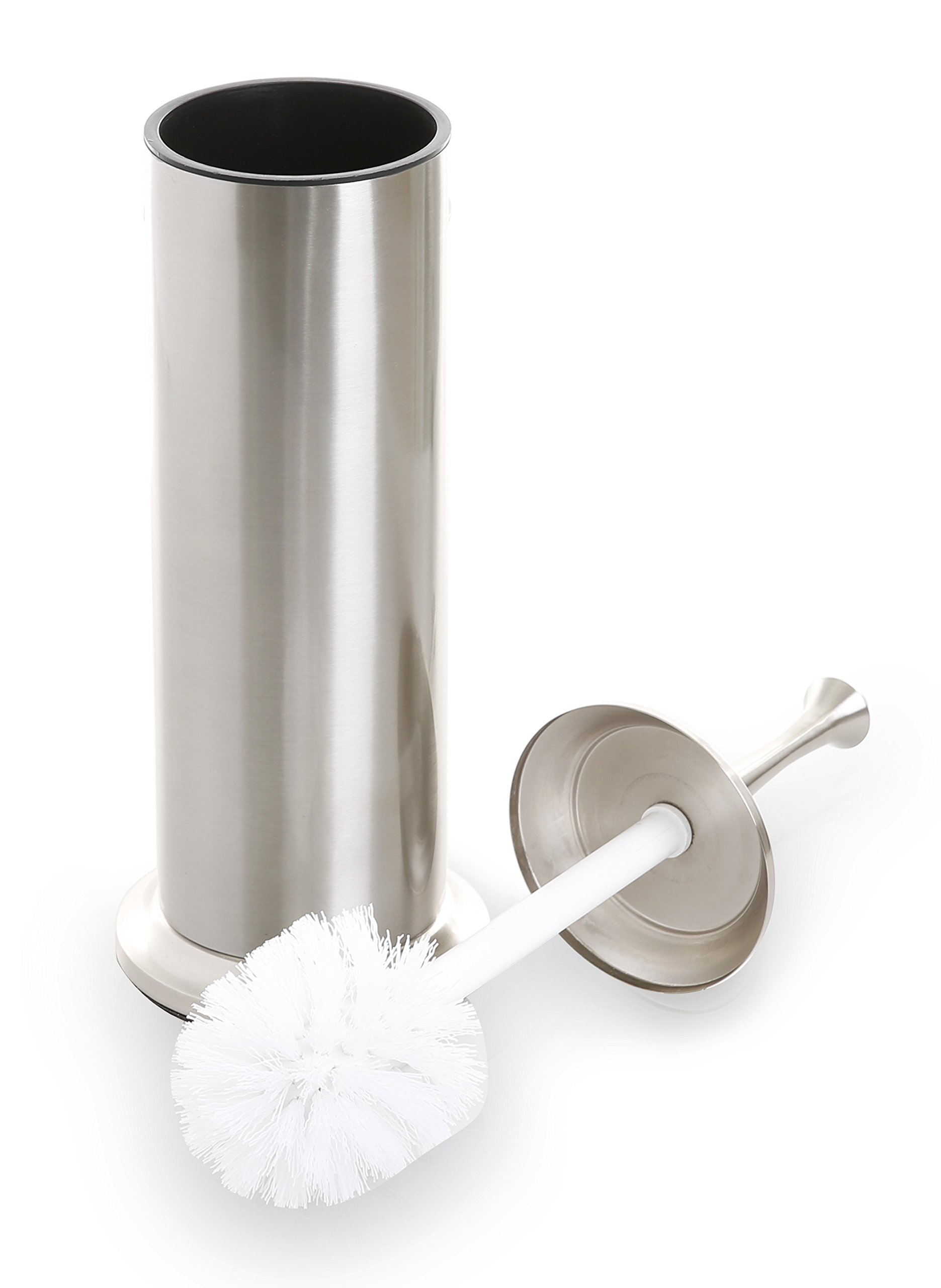 BINO Toilet Brush and Holder Set with Removable Drip Cup - Bathroom Cleaning Brush for Toilet Bowl - Stainless Steel Scrubber with Brushed Nickel Finish - Essential Restroom Accessories for Home and Office Use