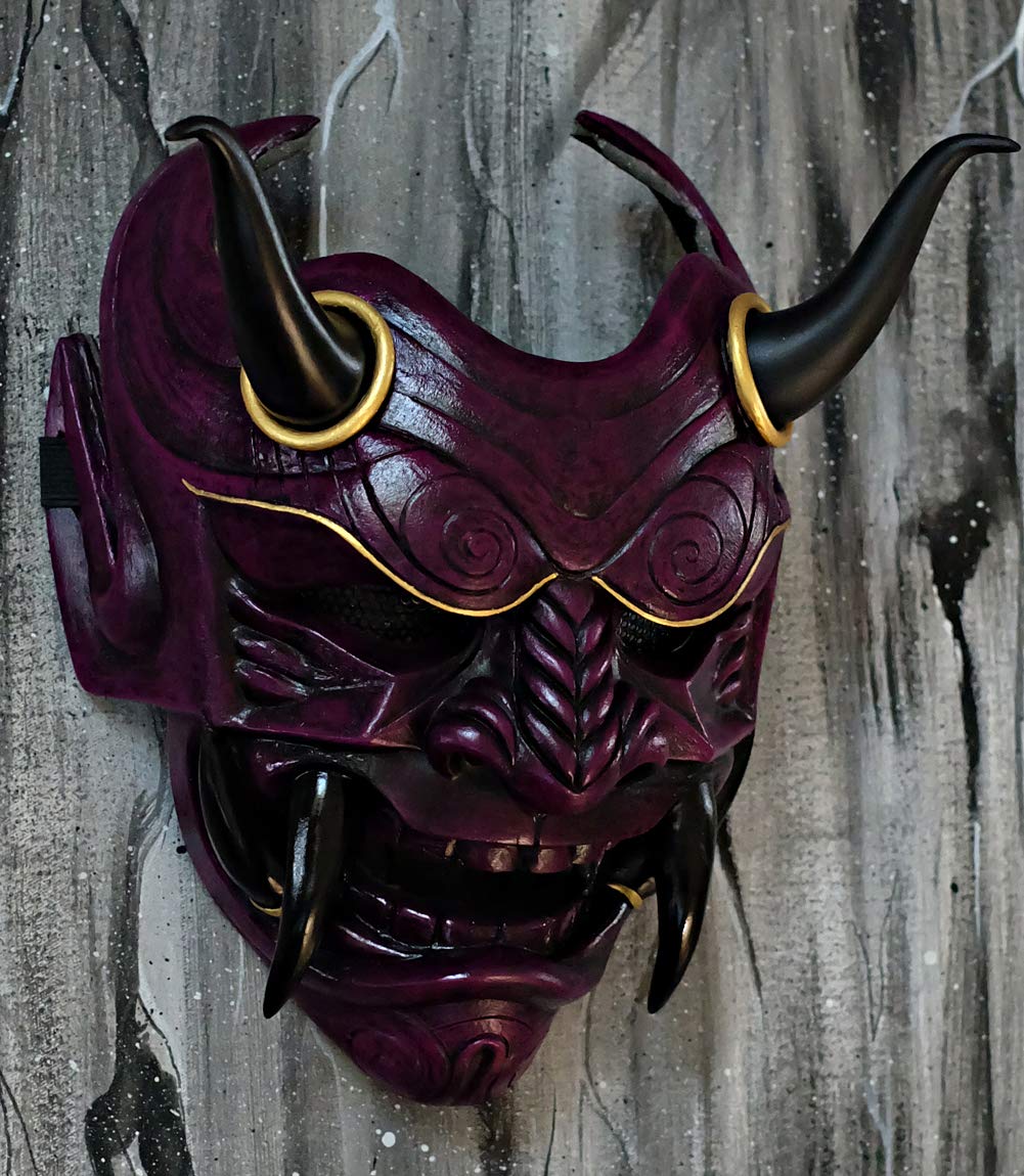 Samurai Demon Oni Airsoft Mask - Full Face Protection for BB Guns, Tactical Cosplay & Halloween Costume - Ninja Warrior & Evil Character Roleplay (Model DA08) - Perfect for Airsoft Battles, Cosplay Events & Themed Parties