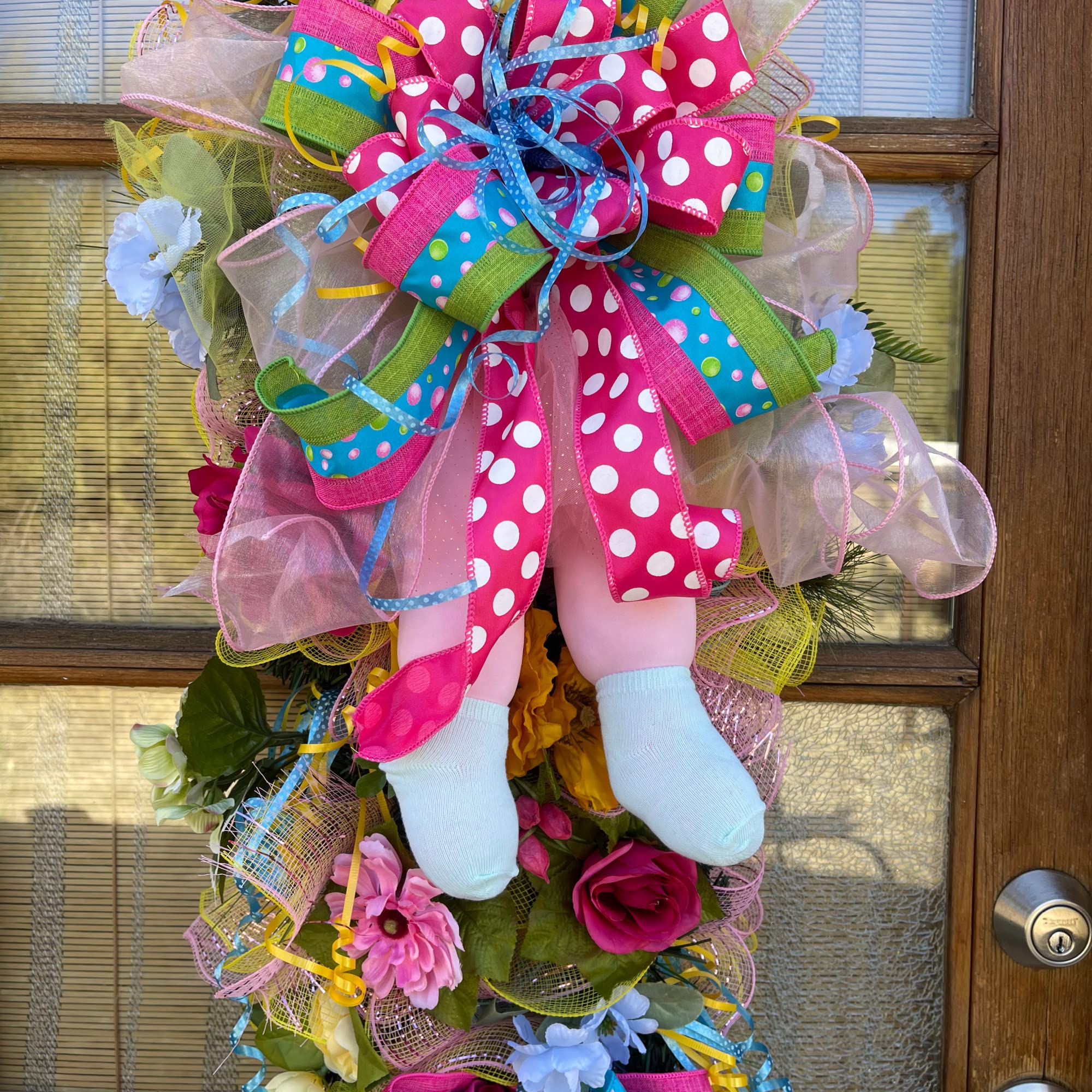 Spring 2022 Floral Tear Drop Swag Wreath - Elegant Home Door Decor for Easter, Wedding & Seasonal Celebrations