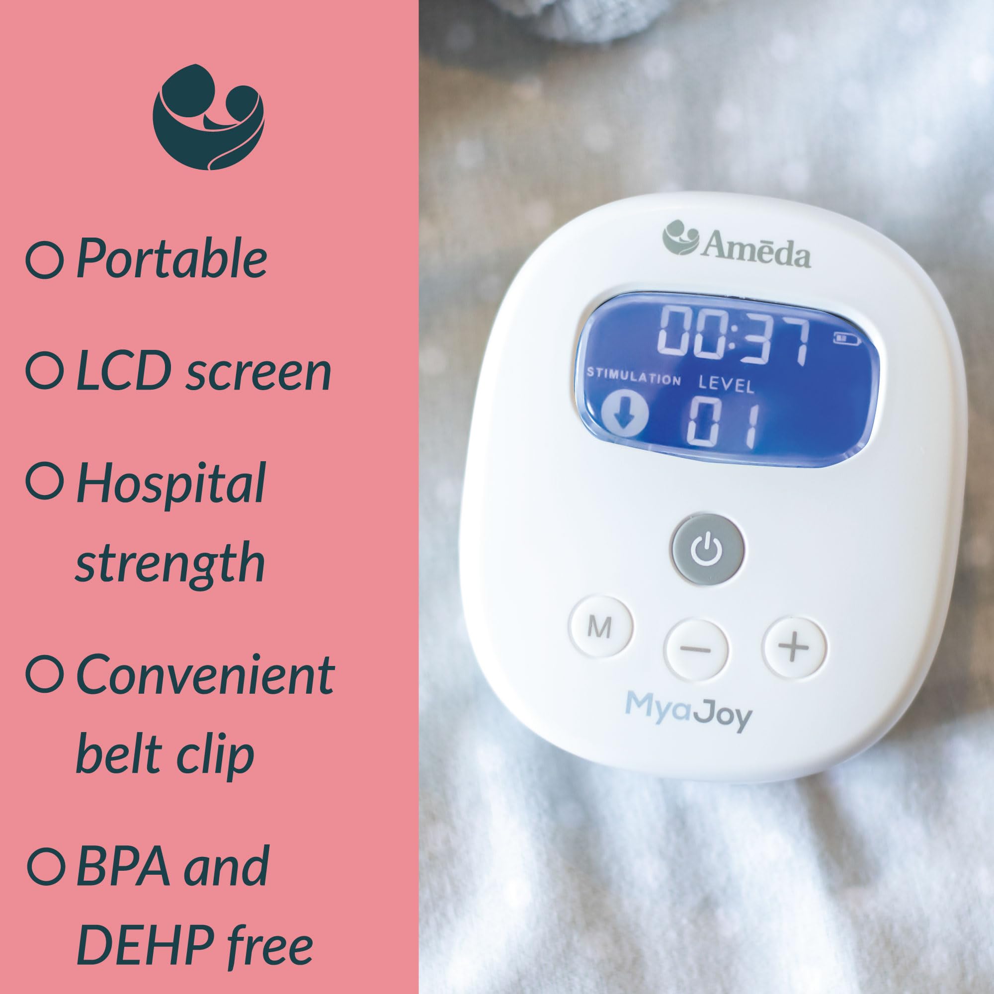 Ameda MYA Joy Double Electric Breast Pump with Storage Bag & Manual Pump - Portable Hands-Free Hospital Grade Breast Pump Kit for Nursing Moms - Perfect for Travel, Work, and On-the-Go Breastfeeding