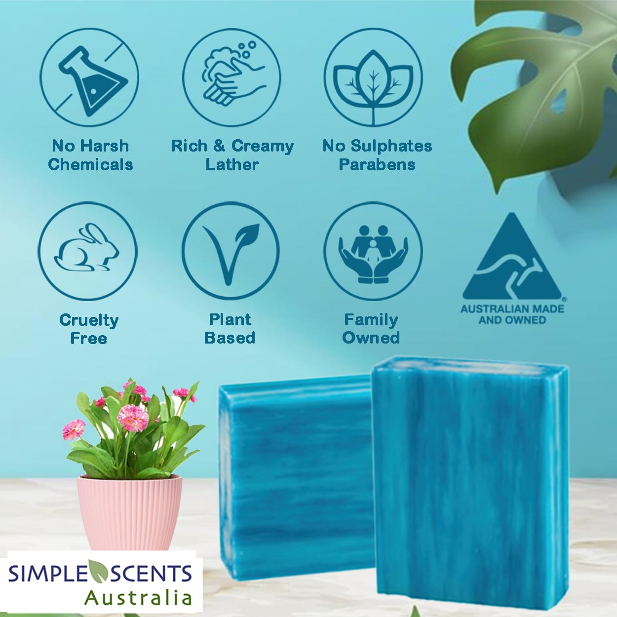 Ocean Breeze Scented Soap Bars - 3.5oz Shea Butter Moisturizing for Bath & Body Care