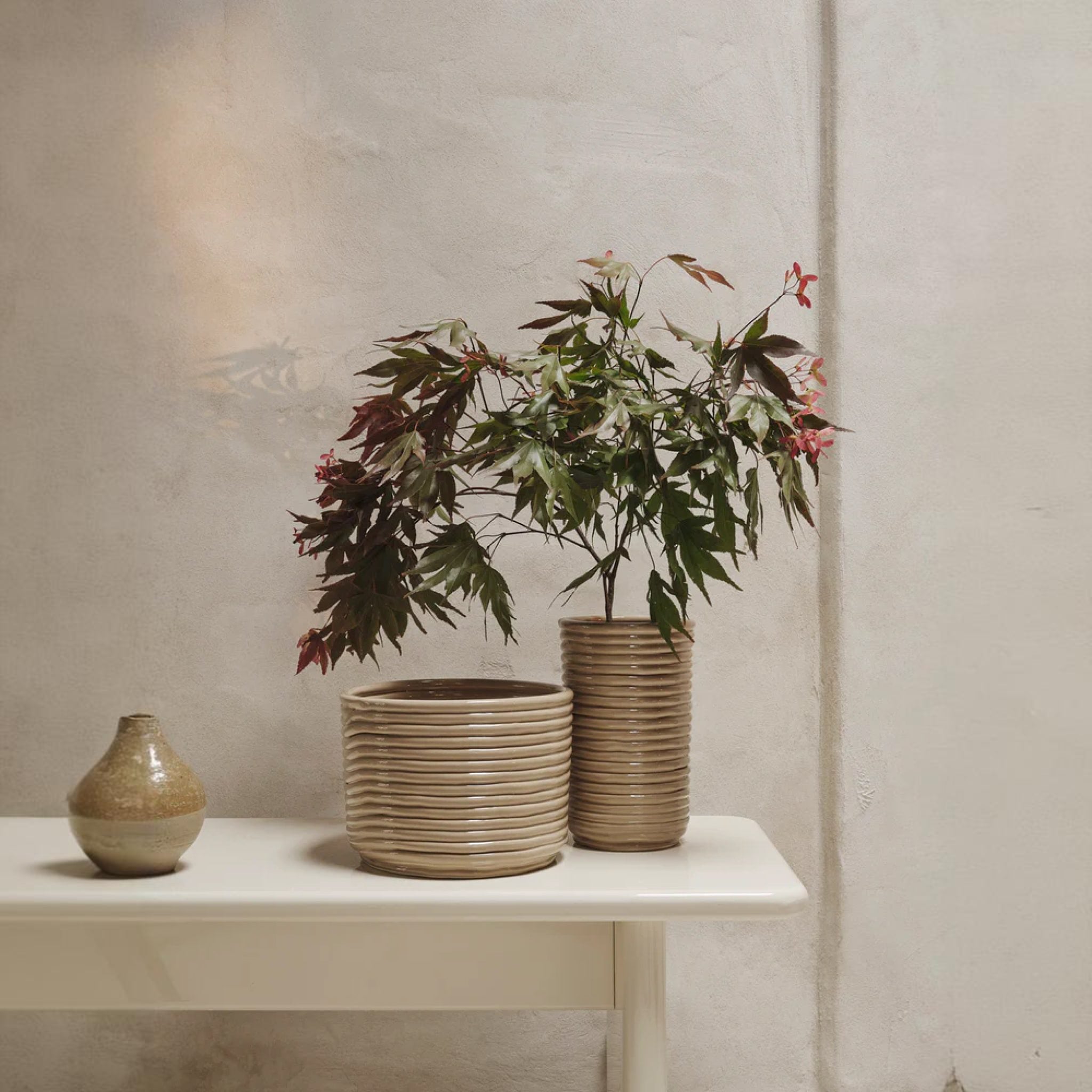 FERM LIVING Corduroy Vase in Cashmere - Elegant Home Decor for Living Room, Bedroom & Office Centerpiece