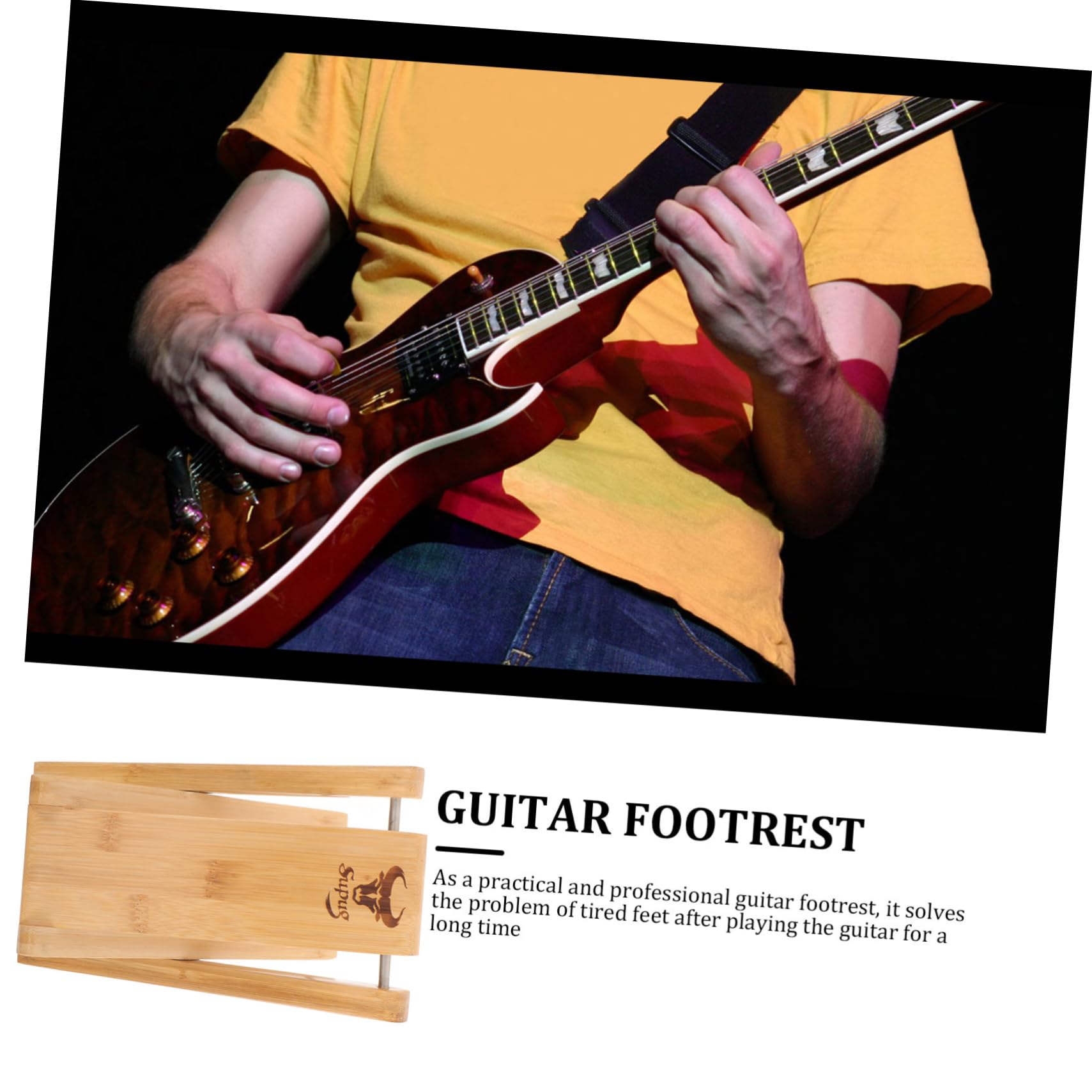 Premium Wooden Guitar Footstool - Adjustable Guitar Foot Rest & Stool for Musicians - Ergonomic Guitar Accessory for Comfortable Playing - Perfect for Practice, Performances & Studio Sessions
