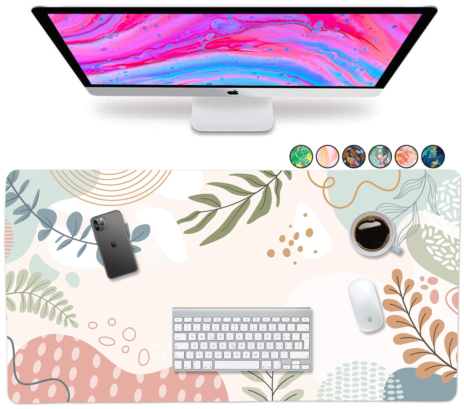 French KOKO Large Desk Mat - Extra Large Mouse Pad & Keyboard Pad for Home Office, Gaming, and Work - Non-Slip Waterproof Desk Protector for Computers & Laptops - Cute Office Essentials for Women & Men