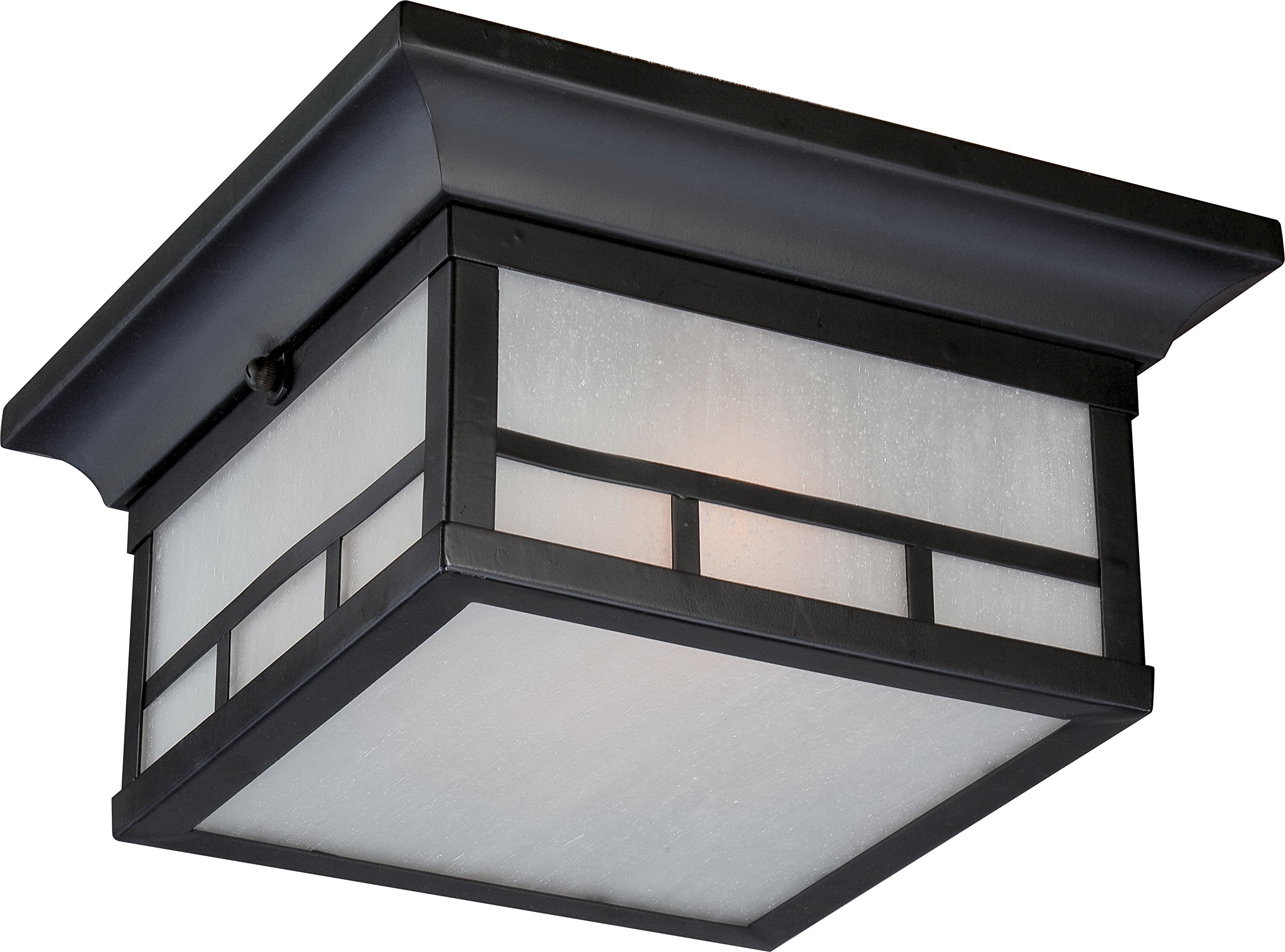Nuvo Lighting 60/5606 Drexel Flush Mount 2-Light 60W A19 Outdoor Ceiling Fixture - Frosted Seed Glass & Stone Black Finish for Porch, Patio, and Deck Lighting