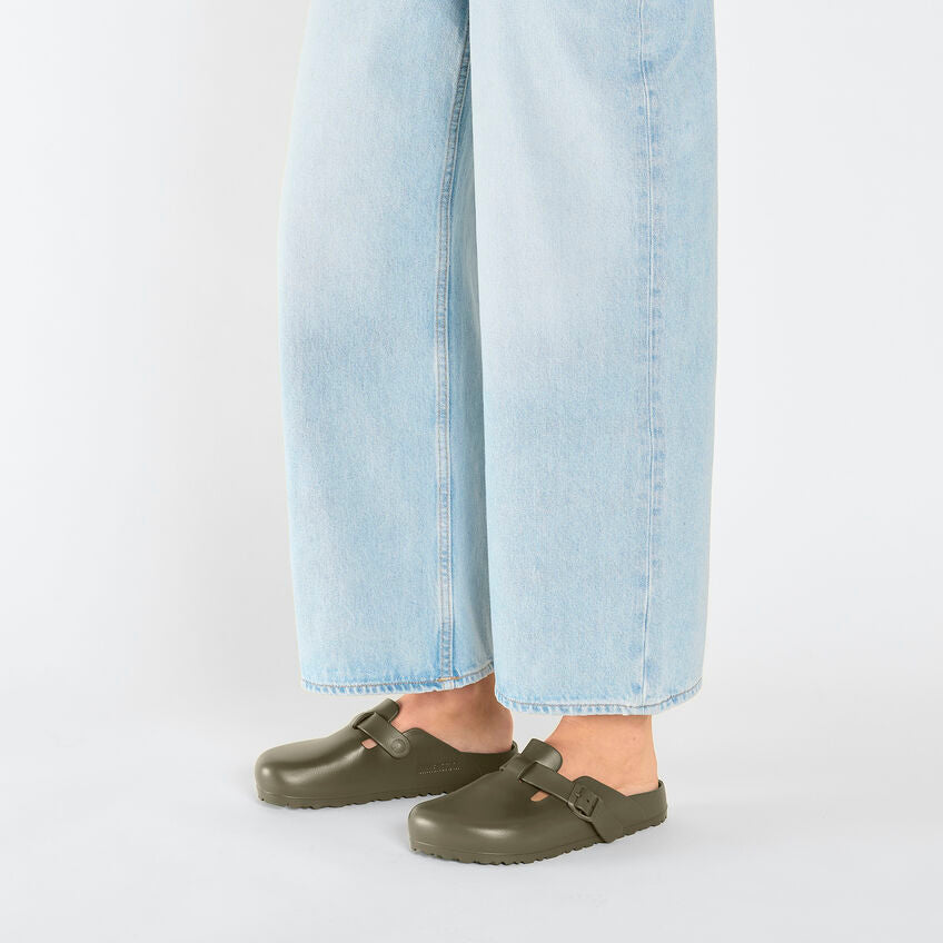 Birkenstock Boston Essentials EVA Clogs for Men & Women | Comfortable Slip-On Shoes in Faded Khaki | Perfect for Home, Office & Outdoor Wear