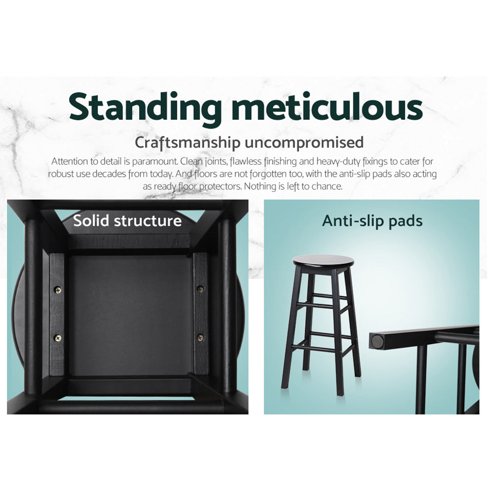 2 Pack Black Wooden Bar Stools with Round Seats - Perfect for Kitchen Island, Breakfast Nook & Home Bar Decor