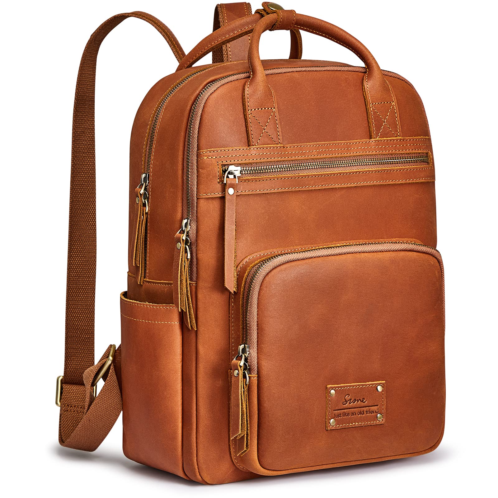Vintage Genuine Leather Backpack for Women & Men - Durable Travel Rucksack with Luggage Sleeve - Perfect for School, Work & Outdoor Adventures