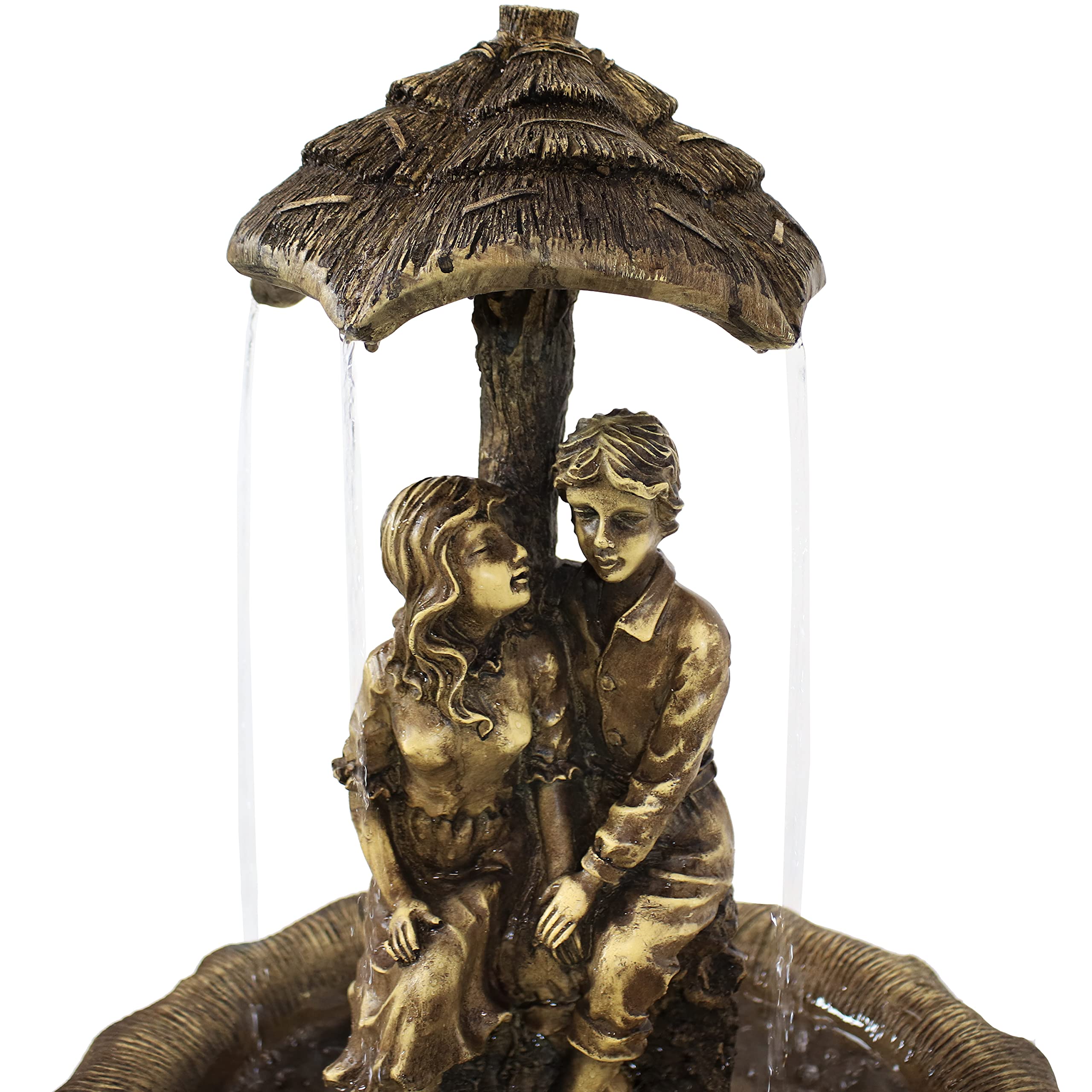 Sunnydaze 43-Inch Solar Powered Water Fountain with LED Lights - Rechargeable Battery Backup - Durable Fiberglass & Resin Design - Perfect for Garden, Patio, and Outdoor Decor