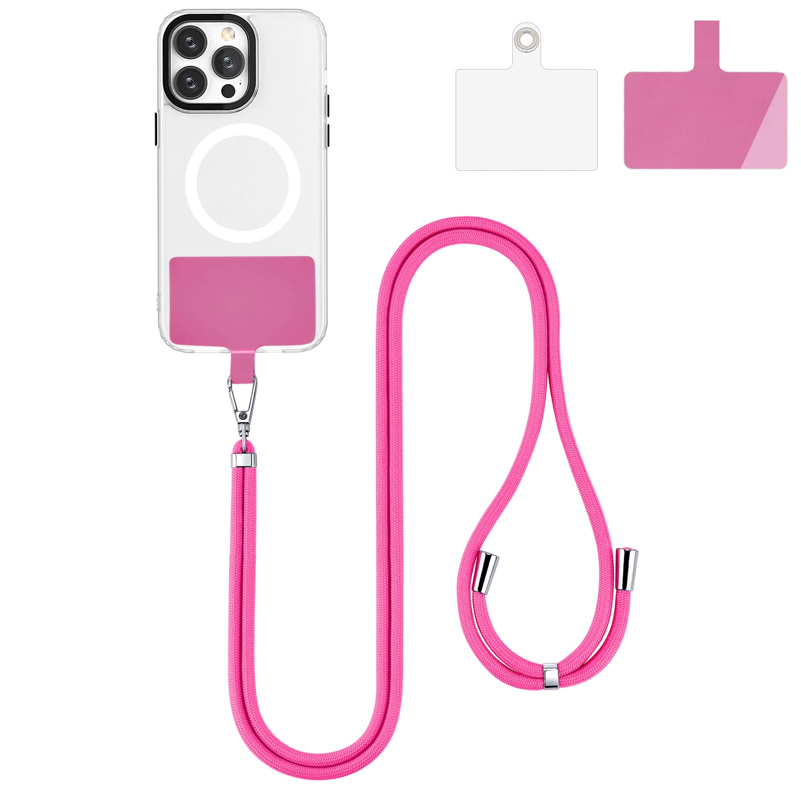 Adjustable Nylon Phone Lanyard for Smartphones - Rose Red | Neck Strap for Work & Travel