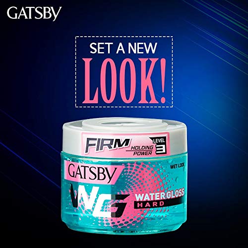 Gatsby Leather Water Gloss Hair Gel - Strong Hold Level 3, Wet Look Shine, Non-Sticky & Easy Wash Off, 300g for Men's Styling - Perfect for Parties, Work & Everyday Hairstyles