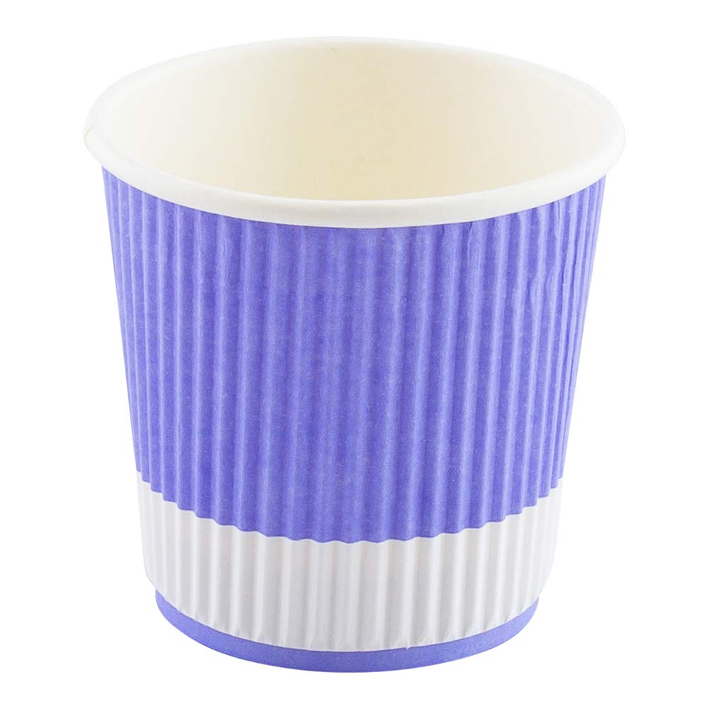 Restaurantware 4oz Ripple Insulated Coffee Cups - 500 Pack Double Wall Corrugated Paper Cups | Leakproof, Non-Slip, Light Purple Ribbed Design | Recyclable & Eco-Friendly (Lids Sold Separately) | Perfect for Coffee Shops, Offices & Catering Events