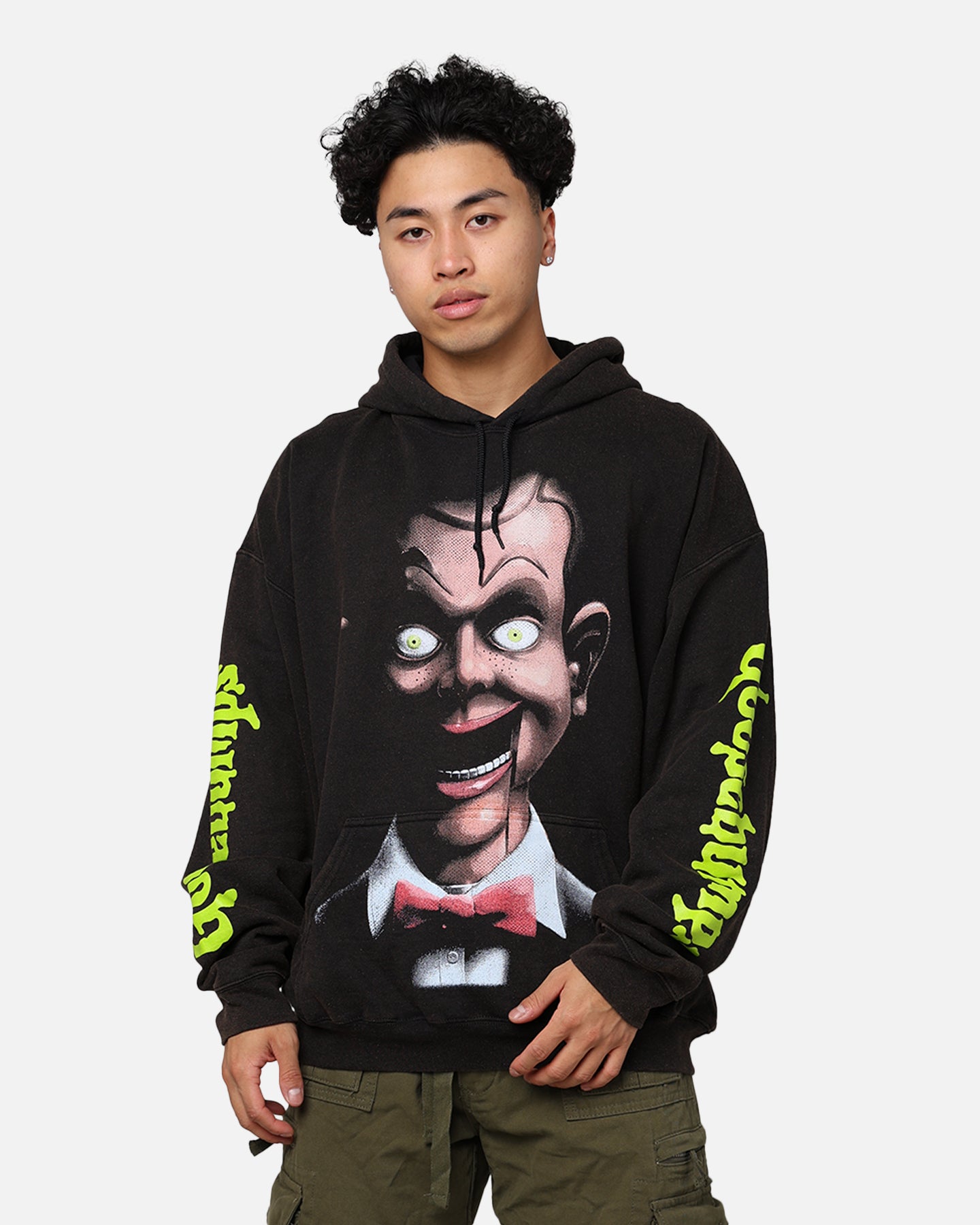 Vintage Goosebumps Living Dummy Graphic Hoodie - Black Distressed Wash | 90s Retro Horror Sweatshirt | Perfect for Halloween Costumes & Horror Movie Nights