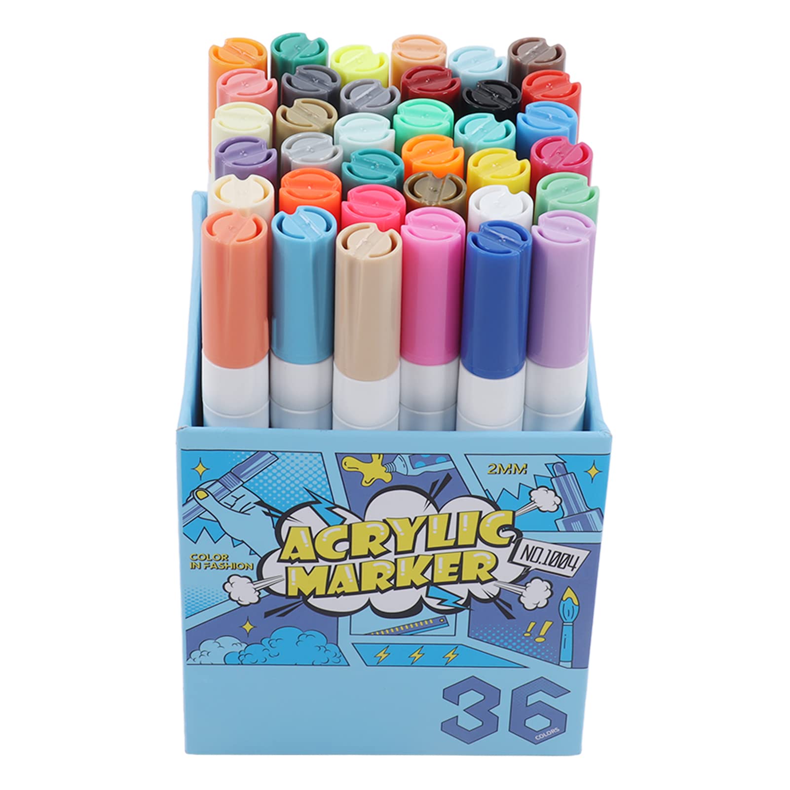 36-Color Acrylic Paint Markers Set - Quick Drying, Waterproof, Vibrant Colors for Glass, Rock, Wood, Metal - Perfect for DIY Crafts, Home Decor, and Art Projects