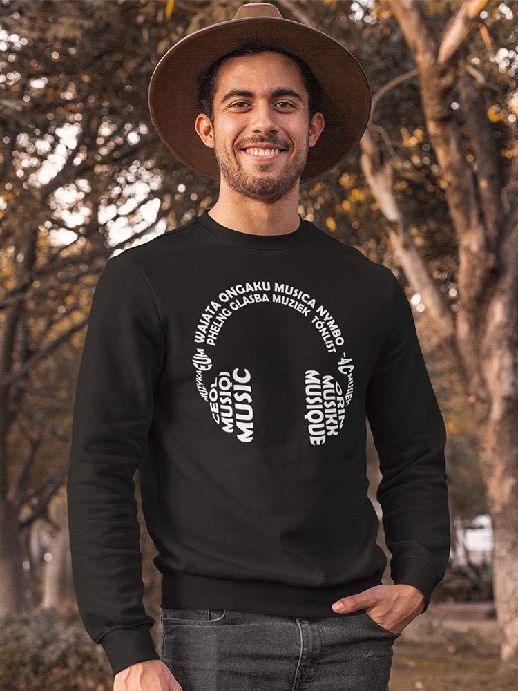 Men's Music Translation In Headphones Graphic Sweatshirt - Trendy Casual Pullover for Music Lovers & Tech Enthusiasts | Perfect for Concerts, Gifting & Everyday Wear
