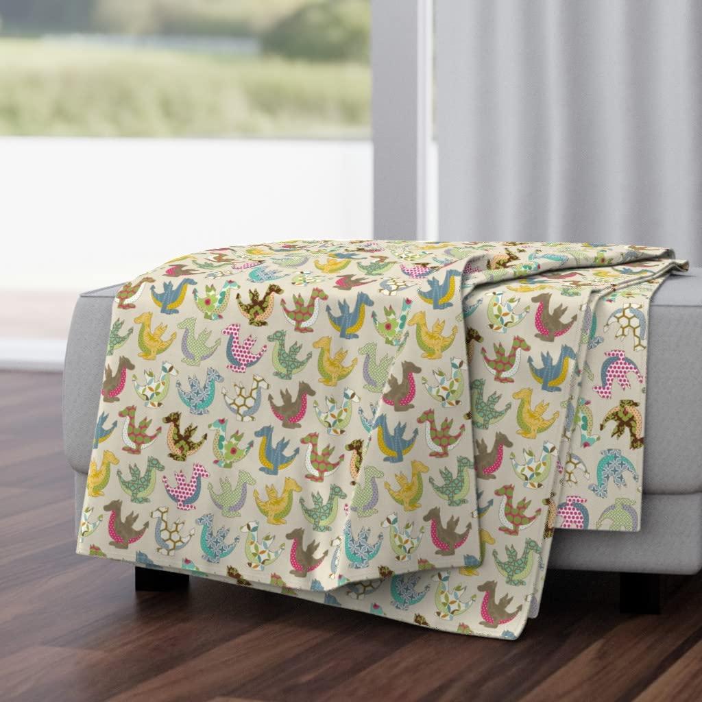 Soft Plush Minky Throw Blanket 50x70 Inches - Colorful Dragon Polka Dots Fantasy Print for Nursery, Kids Room, Baby Shower Gift | Cozy Couch, Bed, Sofa Blanket for Home Decor