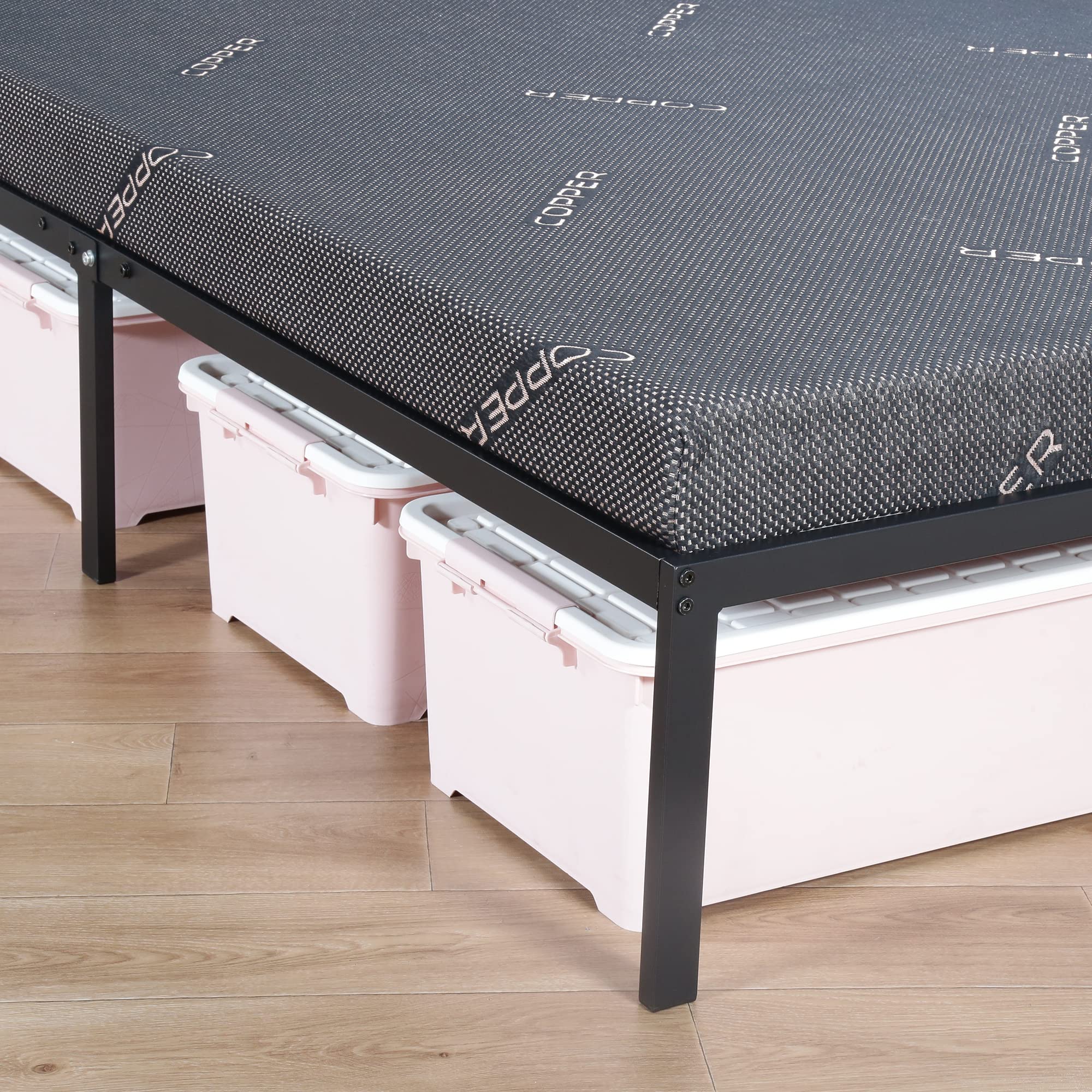 PrimaSleep 14 Inch Full Size Metal Platform Bed Frame with Bamboo Headboard - Sturdy Support, Noise-Free Design for Bedroom, Guest Room, or Dormitory