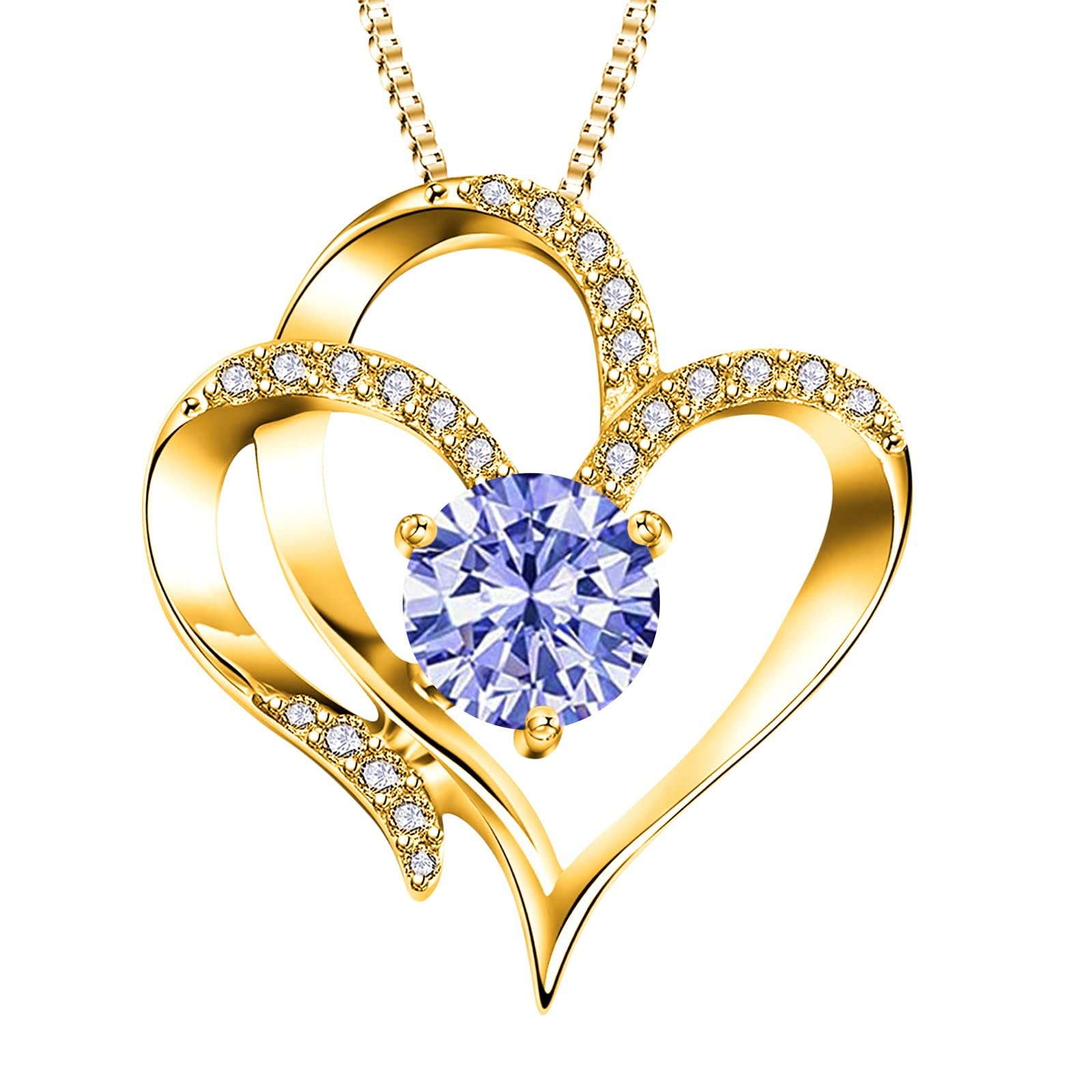 CSQDU 12 Months Love Heart Pendant Necklace for Women - Personalized Initial Letter Layered Necklace with Birthstone Zircon - Perfect for Anniversary, Birthday Gifts & Everyday Jewelry