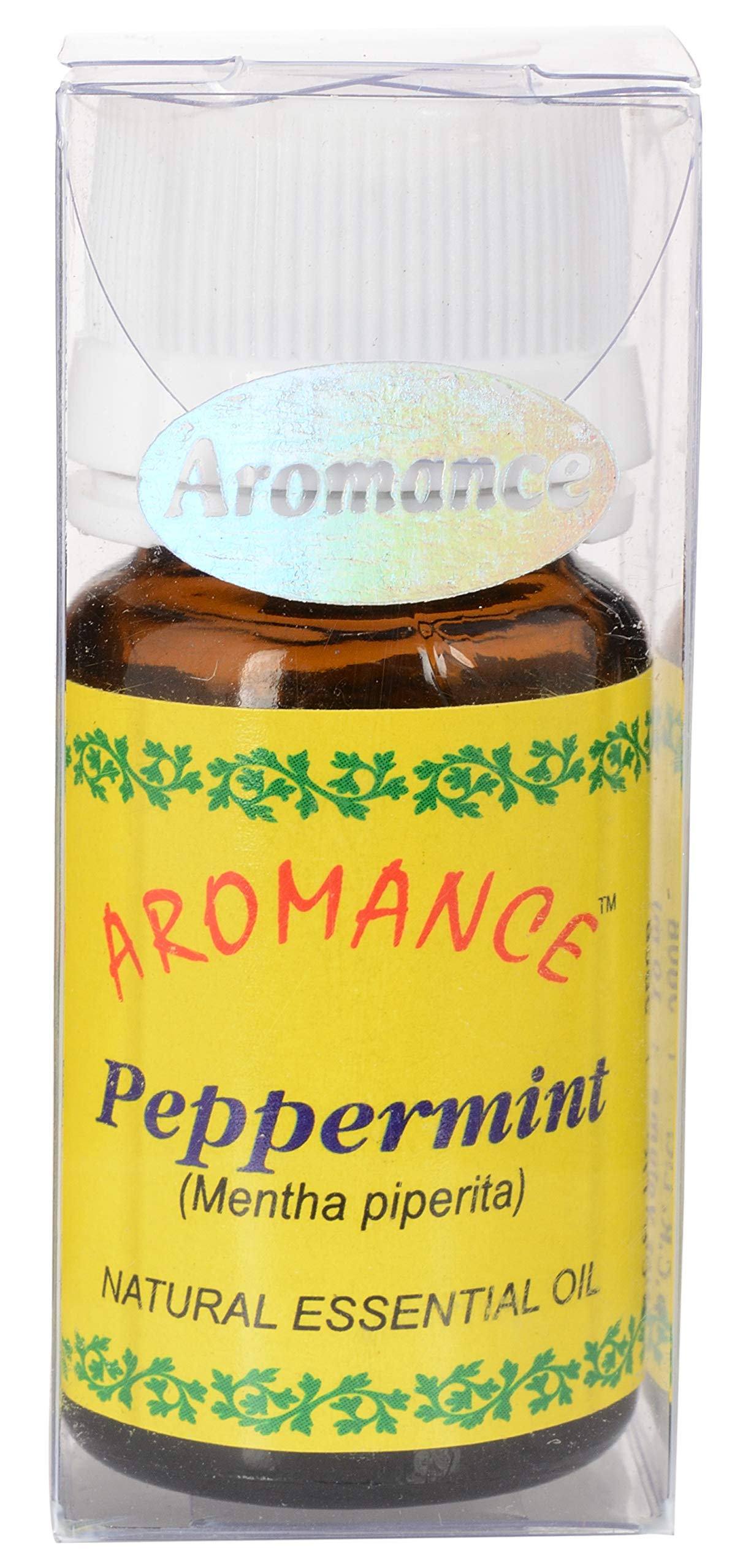 AROMANCE 100% Pure Peppermint Essential Oil - 10ml Therapeutic Grade for Aromatherapy, Diffusers & DIY Skincare | Stress Relief & Headache Remedy