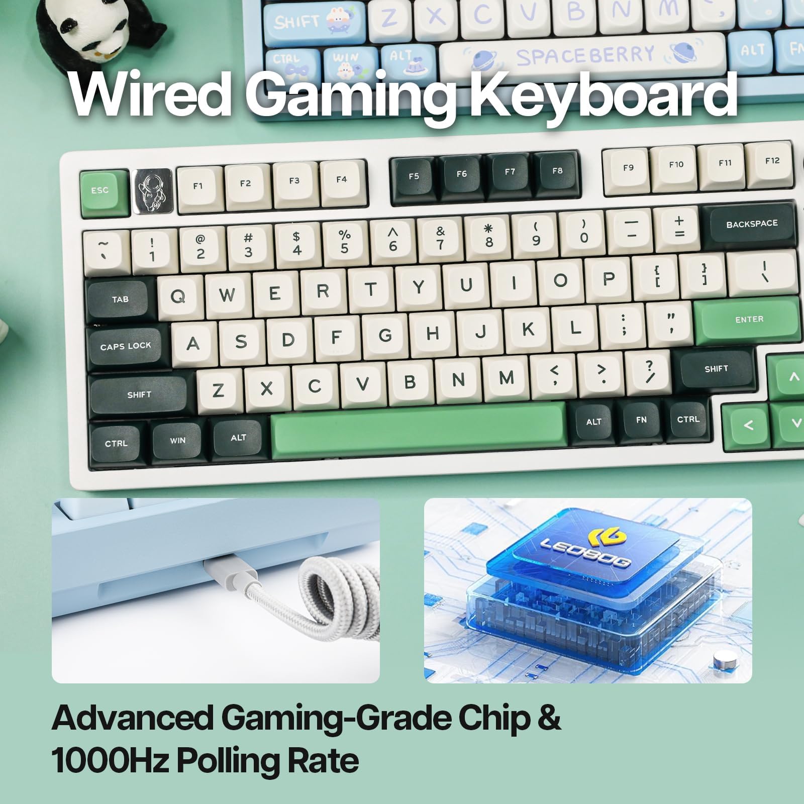 EPOMAKER x LEOBOG Hi75 Wired Mechanical Gaming Keyboard - Aluminum Alloy Frame, Programmable Gasket-Mount Design, Hot-Swappable Switches, NKRO, RGB Backlit (White Green) - Perfect for Esports, Typing & Office Work