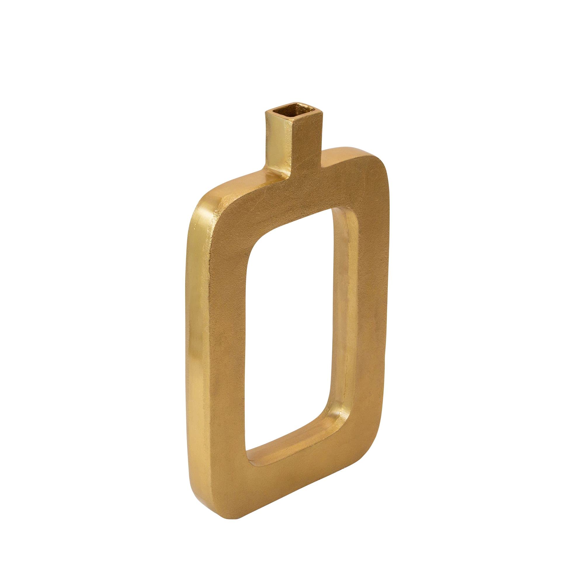 Kingston Living 18 Inch Gold Rectangular Cut Out Tabletop Vase - Modern Home Decor for Dining Table, Living Room Centerpiece, Wedding & Event Decorations