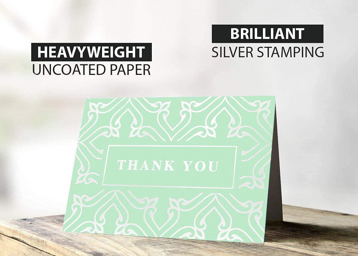 100 Blank Thank You Cards with Envelopes Bulk - Elegant Blank Note Cards for Small Business, Wedding, Gift Cards, Christmas, Graduation, Bridal & Baby Shower - Perfect for Handwritten Notes, Appreciation Gifts & Special Occasions