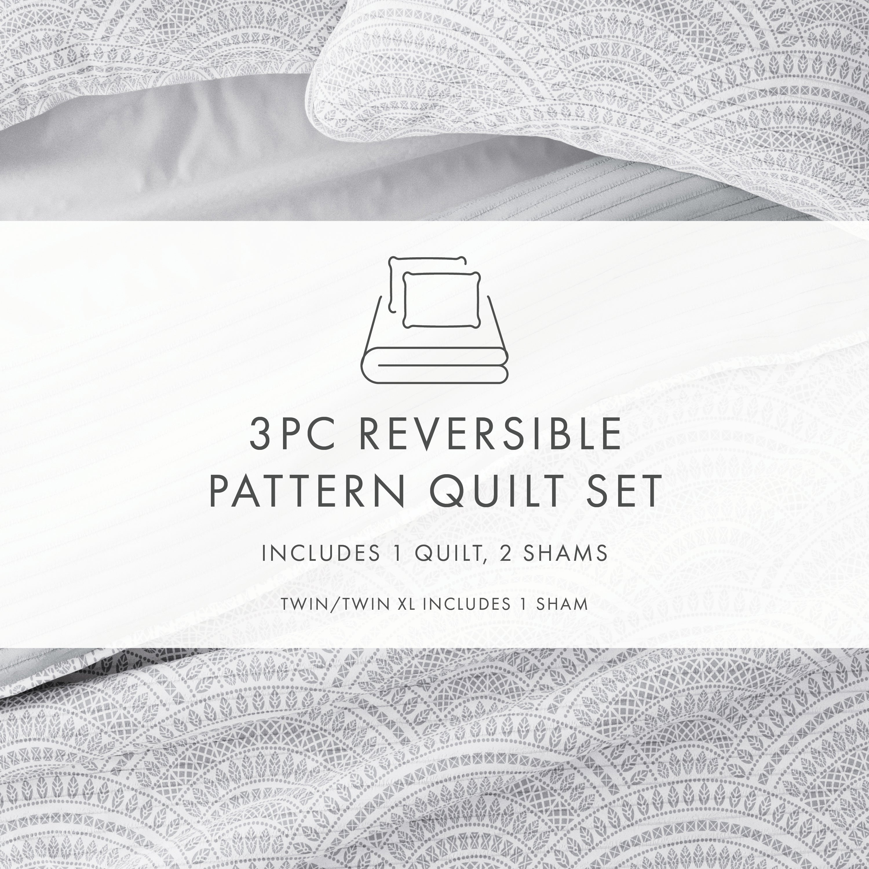 Reversible Quilted Coverlet Set with Scallop Design - Luxury Bedding for Master Bedroom & Guest Room - Perfect for All Seasons Home Decor