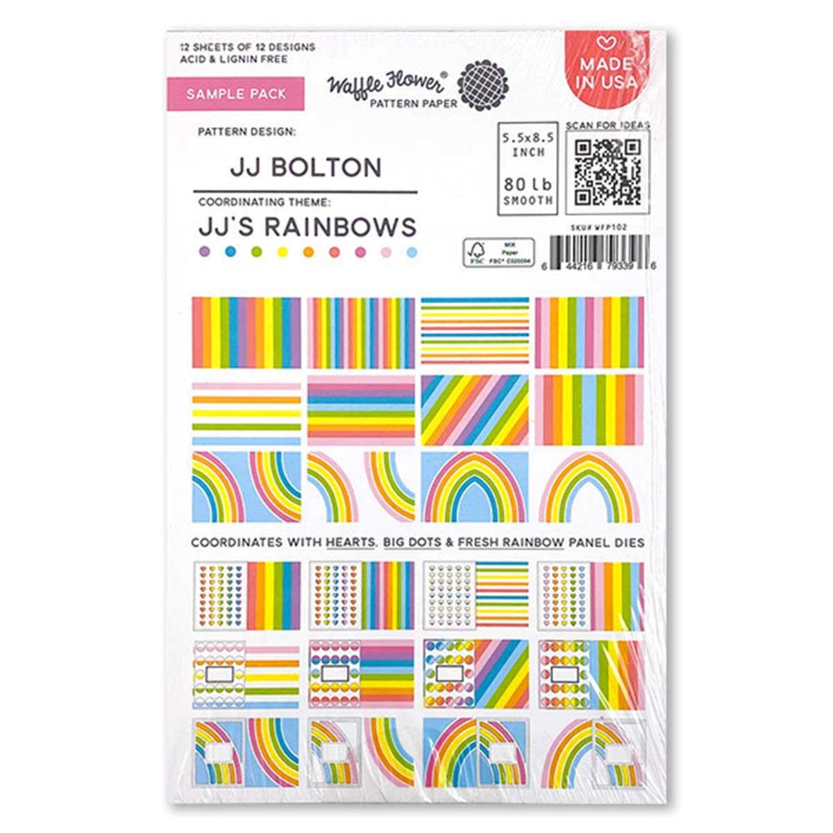 Waffle Flower JJ's Rainbows Sampler - Premium Handmade Stamps for Card Making, Scrapbooking & DIY Crafts - Perfect for Greeting Cards, Journals & Home Decor