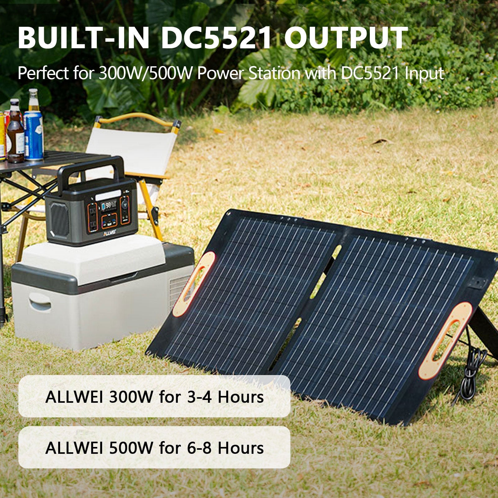 ALLWEI XY 100 100W Solar Panel for PPS300 PPS600 Portable Power Stations - Outdoor Camping, RV Travel & Emergency Power Supply
