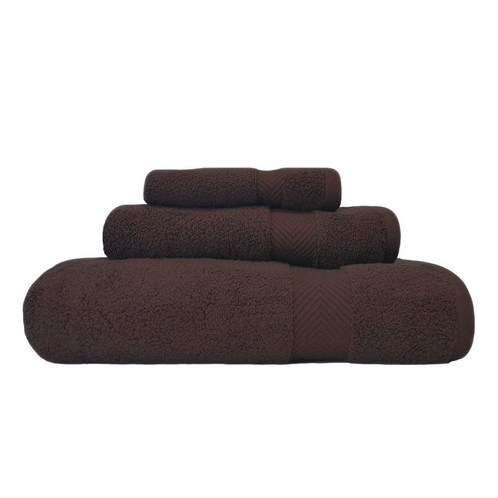 Luxury 3-Piece Bath Towel Set - Super Soft, Highly Absorbent Zero Twist Cotton Towels - Classic Modern Solid Color Espresso Brown - Perfect for Spa, Bathroom & Guest Use