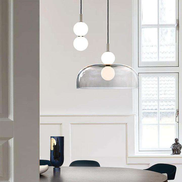Modern Echo Glass Pendant Light - Elegant Hanging Fixture for Kitchen Island, Dining Room & Bedroom Lighting - Dimmable LED Chandelier for Home Decor