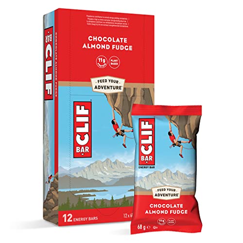 Clif Bar Energy Bars - Almond Fudge Flavor (12 Pack, 68g Each) | High Protein Snack for Hiking, Camping & Workouts | Organic & Gluten Free