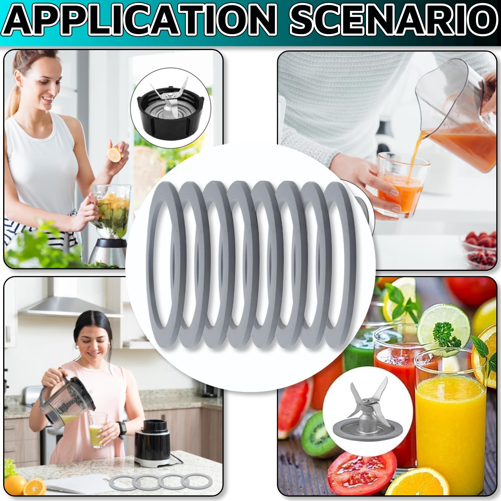 8-Piece Rubber O-Ring Gasket Seal Replacement for Oster & Osterizer Blenders - Durable Blender Parts & Accessories for Smooth Blending at Home