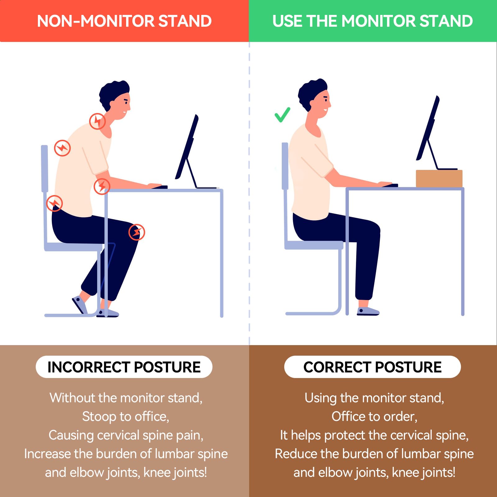 Premium Wooden Monitor Stand - Adjustable Desk Riser for Computer, Laptop & TV - Ergonomic Workspace Organizer with Storage Space - Natural Wood Finish (39