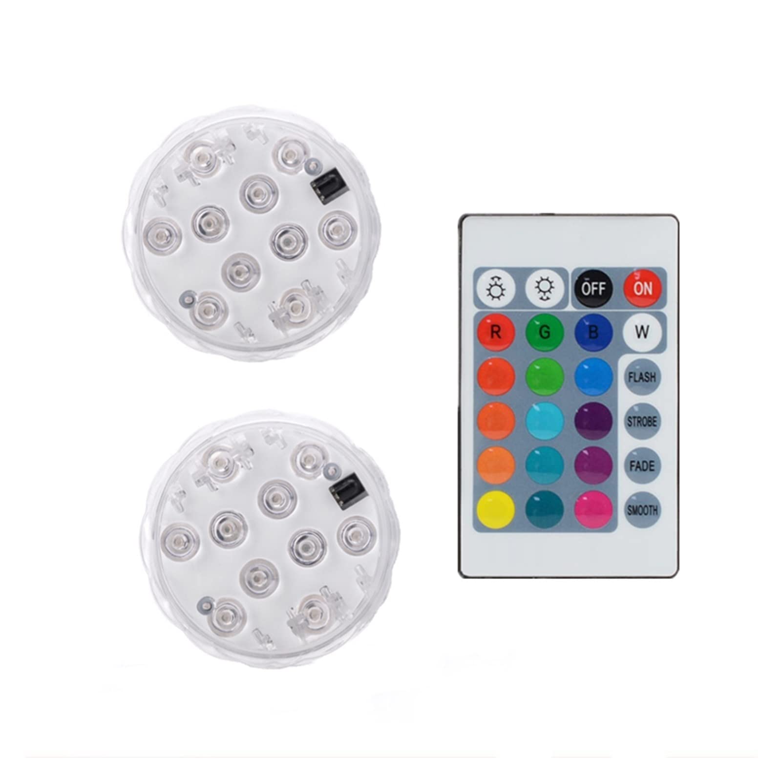YEZIZ 10 LED RGB Submersible Pool Lights with Remote Control - Waterproof Underwater Lighting for Pools, Garden & Outdoor Party Decor (2 Lamps + 1 Controller) - Perfect for Night Swimming, Backyard Parties & Landscape Lighting