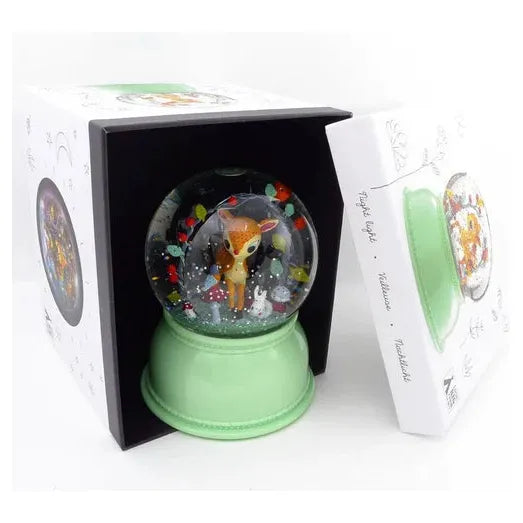Enchanted Fawn Nightlight Snow Globe - Romantic Bedroom Decor & Gift for Kids, Christmas, Holidays - Perfect for Nursery, Bedside, or Winter Wonderland Theme