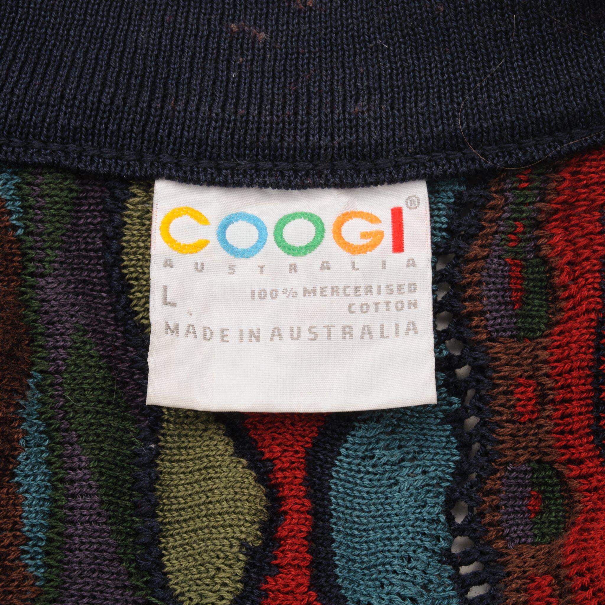 Vintage Coogi Sweater Men's Large - 90s Retro Knit Cardigan for Casual Wear & Street Style Outfits