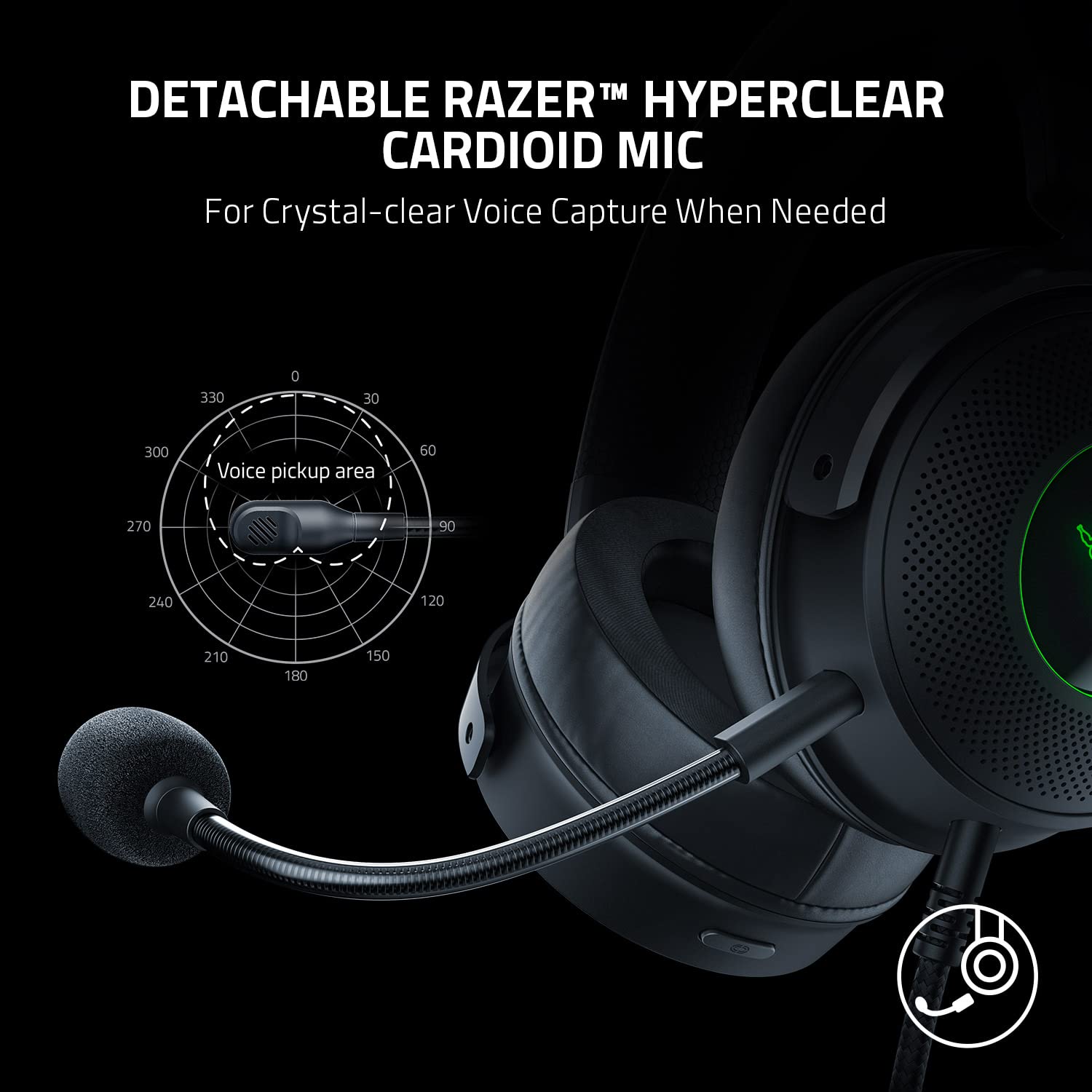 Razer Kraken V3 HyperSense Wired USB Gaming Headset with Haptic Feedback - 50mm Triforce Titanium Drivers & THX Spatial Audio - Memory Foam Ear Cushions (Hybrid Fabric/Leatherette) - Detachable Mic - Perfect for PC, PS5, Xbox Series X Gaming & Streaming