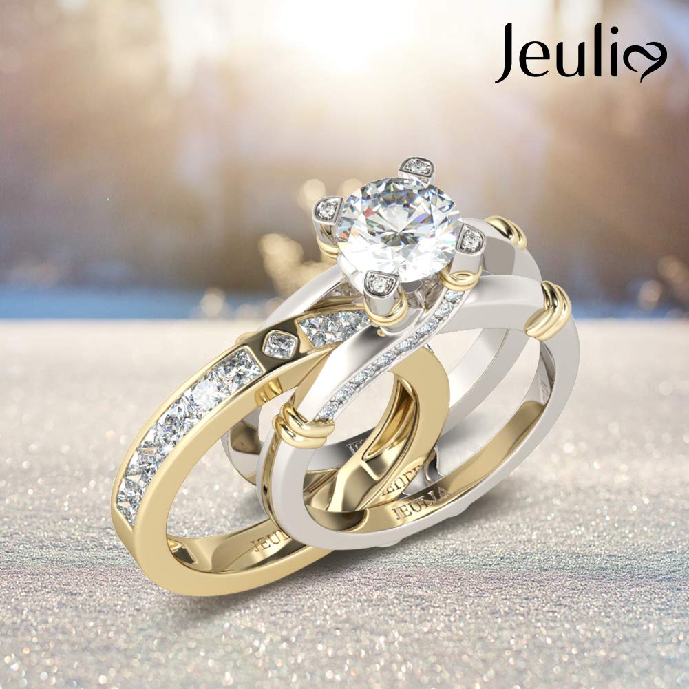 Jeulia Diamond Band Rings for Women - Sterling Silver CZ Interchangeable Ring Sets, Wedding, Engagement, Anniversary, Promise, Bridal Jewelry - Perfect for Proposals, Bridal Parties, and Special Occasions