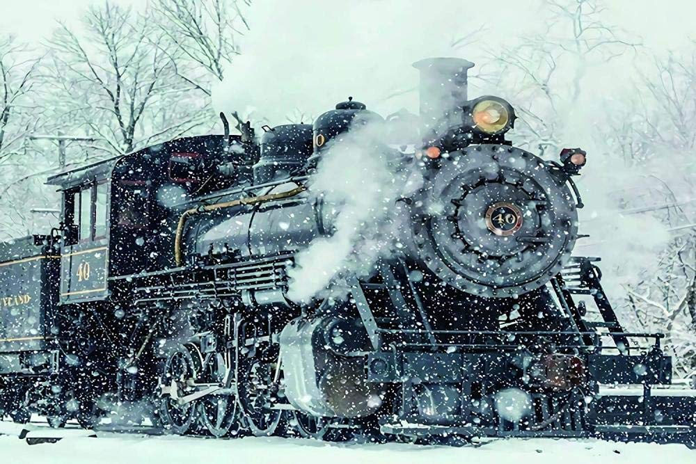 6000-Piece Wooden Jigsaw Puzzle for Adults & Kids - Steam Train in Snow Scene - Unique DIY Gift for Puzzle Lovers (21.8x105cm) - Perfect for Family Game Nights, Stress Relief & Home Decor