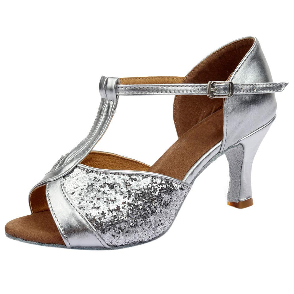 Latin Dance Sandals for Women - Colorful Salsa & Ballroom Heeled Sandals - Comfortable Prom & Casual Wear for Dance Parties, Weddings & Night Out