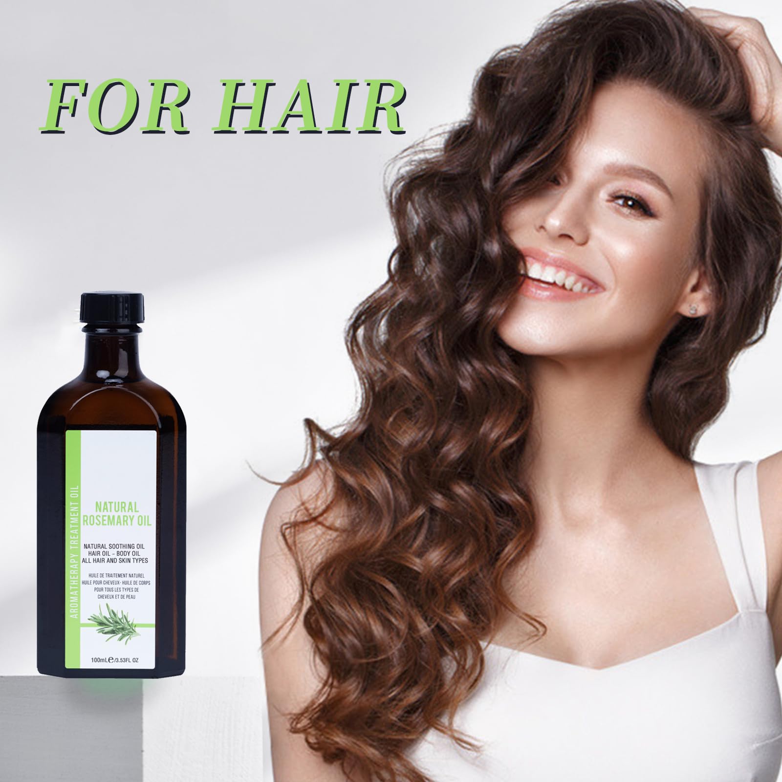 Pure Rosemary Essential Oil for Hair Growth - Stimulates Eyebrows & Eyelashes | Natural Hair Care Treatment for Thicker, Healthier Hair | Perfect for Daily Scalp Massage & DIY Beauty Recipes
