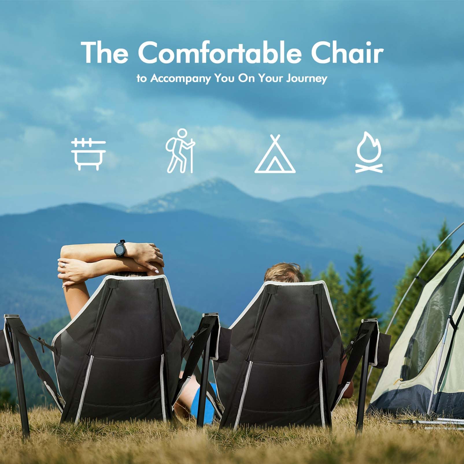 AKSOUL Portable Hammock Camping Chair - Lightweight Aluminum Alloy Adjustable Reclining Chair with Pillow & Cup Holder, Foldable Rocking Chair for Outdoor Adventures, Backyard Relaxation, Beach, Picnics, Concerts & Travel