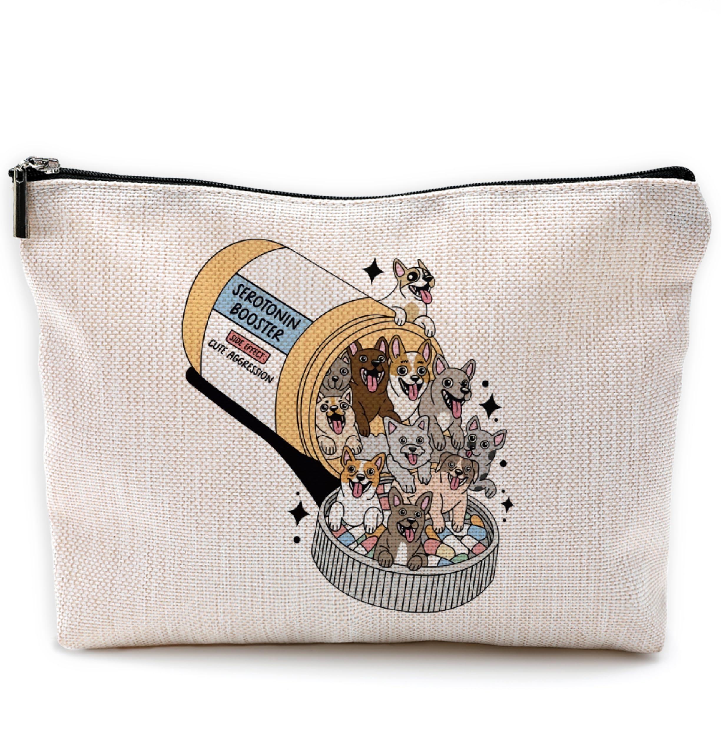 Funny Dog Makeup Bag for Women - Cute Cosmetic Pouch for Dog Lovers, Perfect Gift for Dog Moms & Pet Owners - Small Travel Makeup Organizer for Purse, Gym & Everyday Use