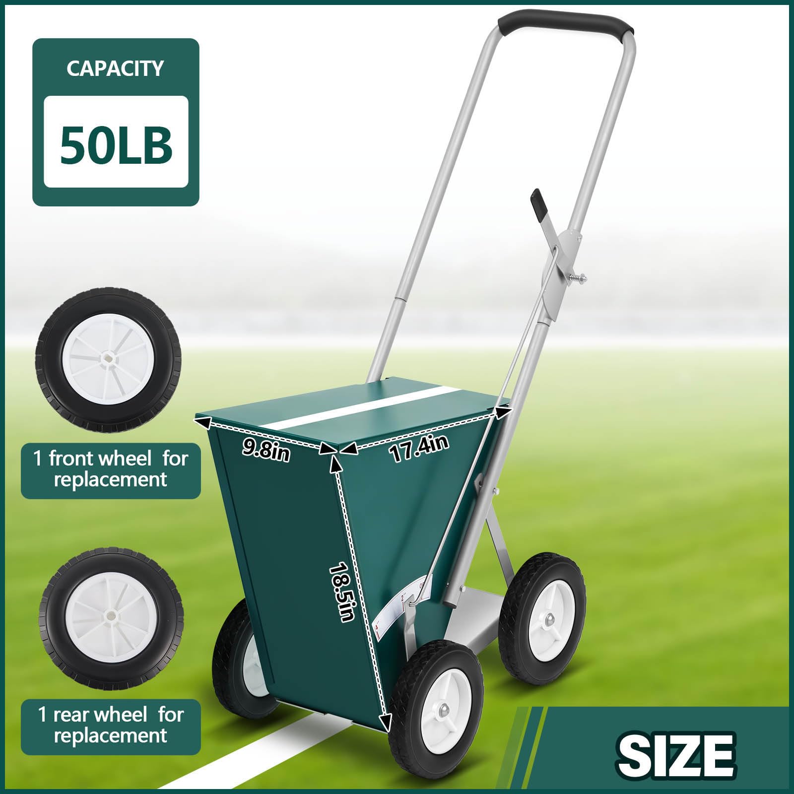 Heavy Duty Steel Baseball & Softball Field Dry Line Chalker Machine - Adjustable 2