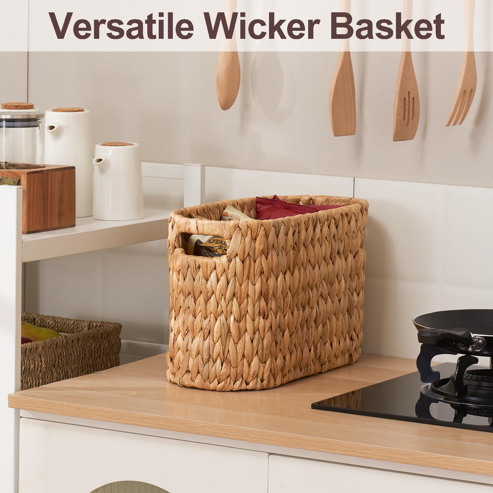 FairyHaus Natural Water Hyacinth Toilet Paper Holder Basket - Handwoven Freestanding Bathroom Storage with Built-in Handles (Holds 6 Rolls) - Perfect for Bathroom Organization & Farmhouse Decor