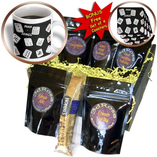 3dRose Mah Jongg Tiles on Black Coffee Gift Basket - Colorful Chinese Game Themed Present for Mahjong Lovers | Perfect for Game Nights, Housewarming Gifts & Asian Culture Enthusiasts