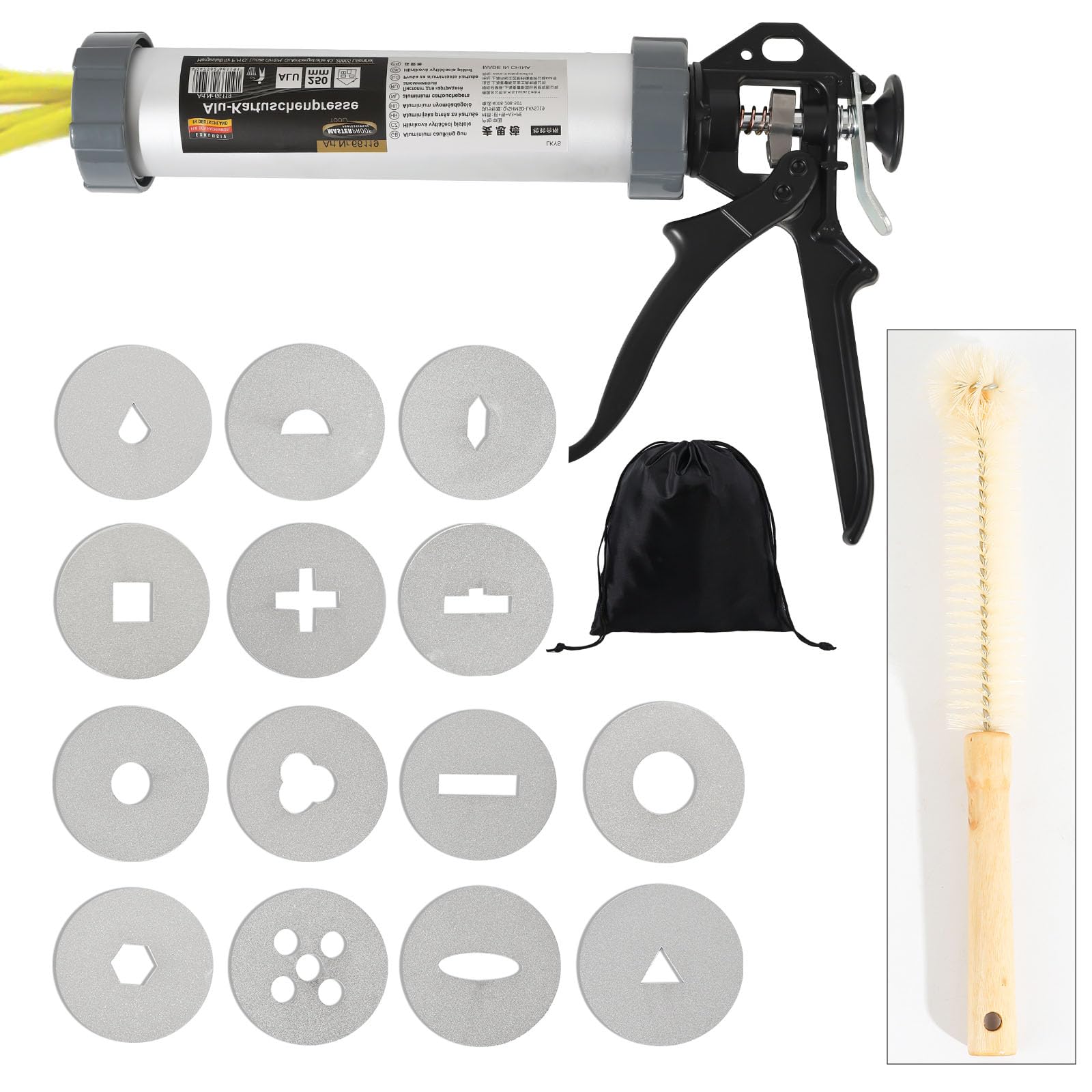 Griiyakii Clay Extruder Tool - 14 Different Plates for Sculpting & Crafting, Handheld Clay Extrusion Gun for Pottery, Ceramics & DIY Art Projects - Perfect for Artists, Teachers & Hobbyists